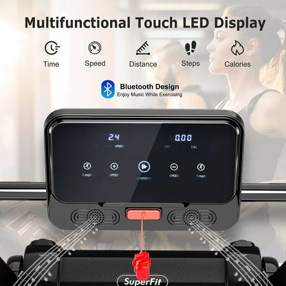 Superfit Folding 2.25HP Electric Treadmill Running Machine APP Control Bluetooth White