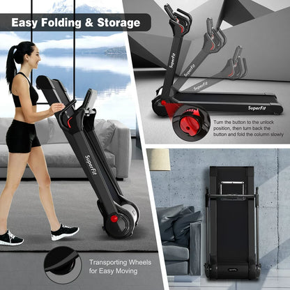 Superfit Folding 2.25HP Electric Treadmill Running Machine APP Control Bluetooth White